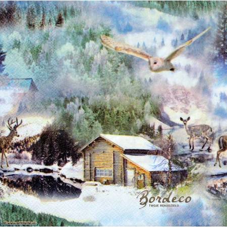 Serwetka decoupage firmy AMBIENTE zimowy czas 33x33cm